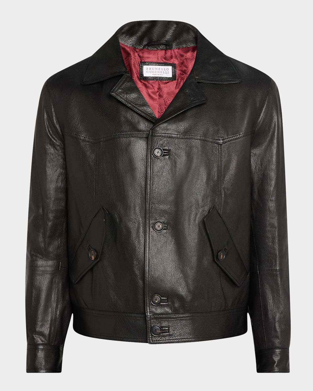 Men's Soft Goat Leather Button-Front Jacket