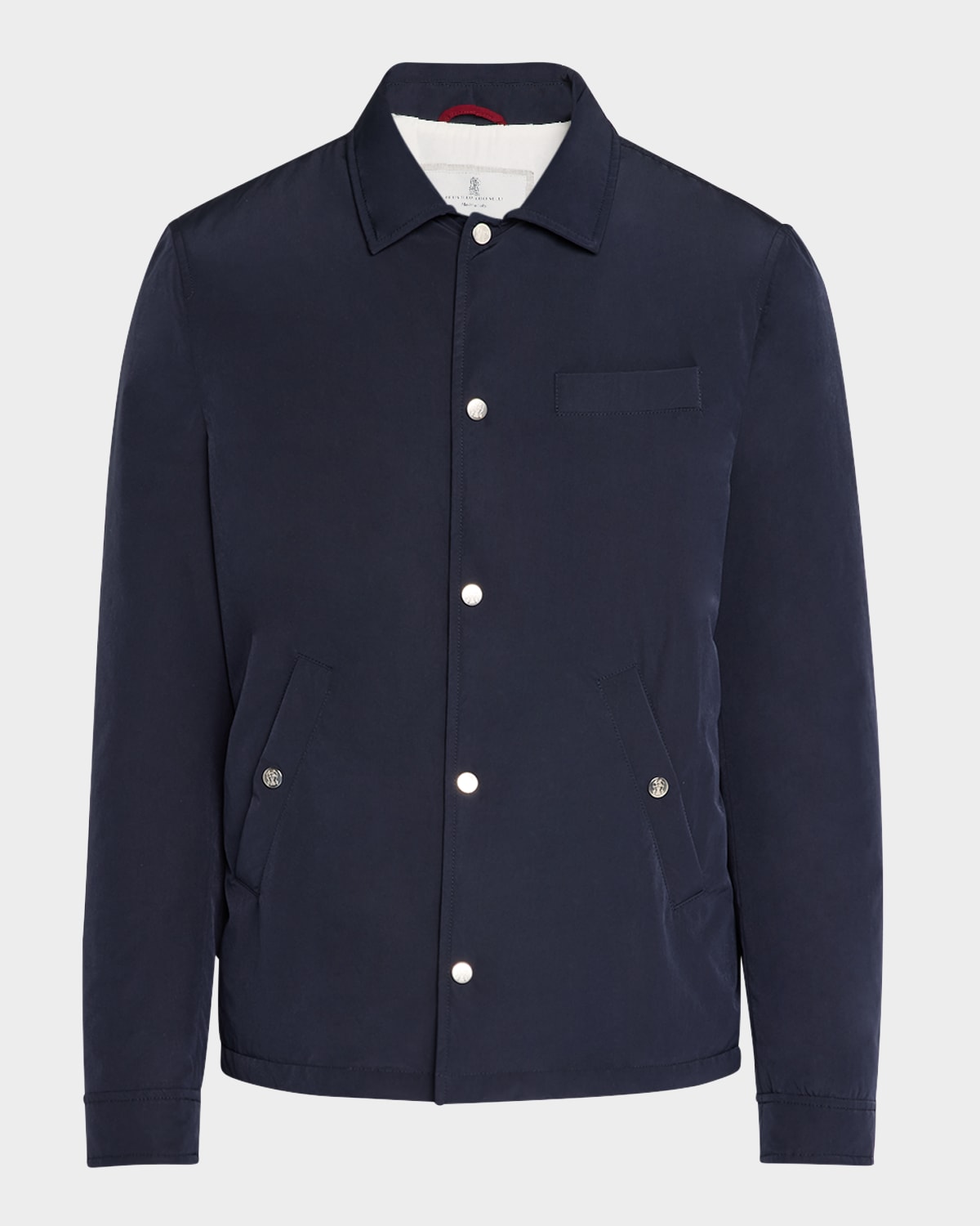 Shop Brunello Cucinelli Men's Water-resistant Snap Jacket In Ocean Blue