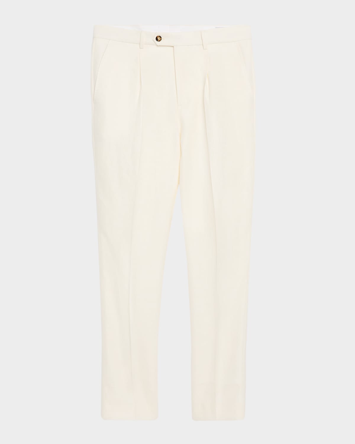 Brunello Cucinelli Men's Straight-fit Pleated Pants In Off White