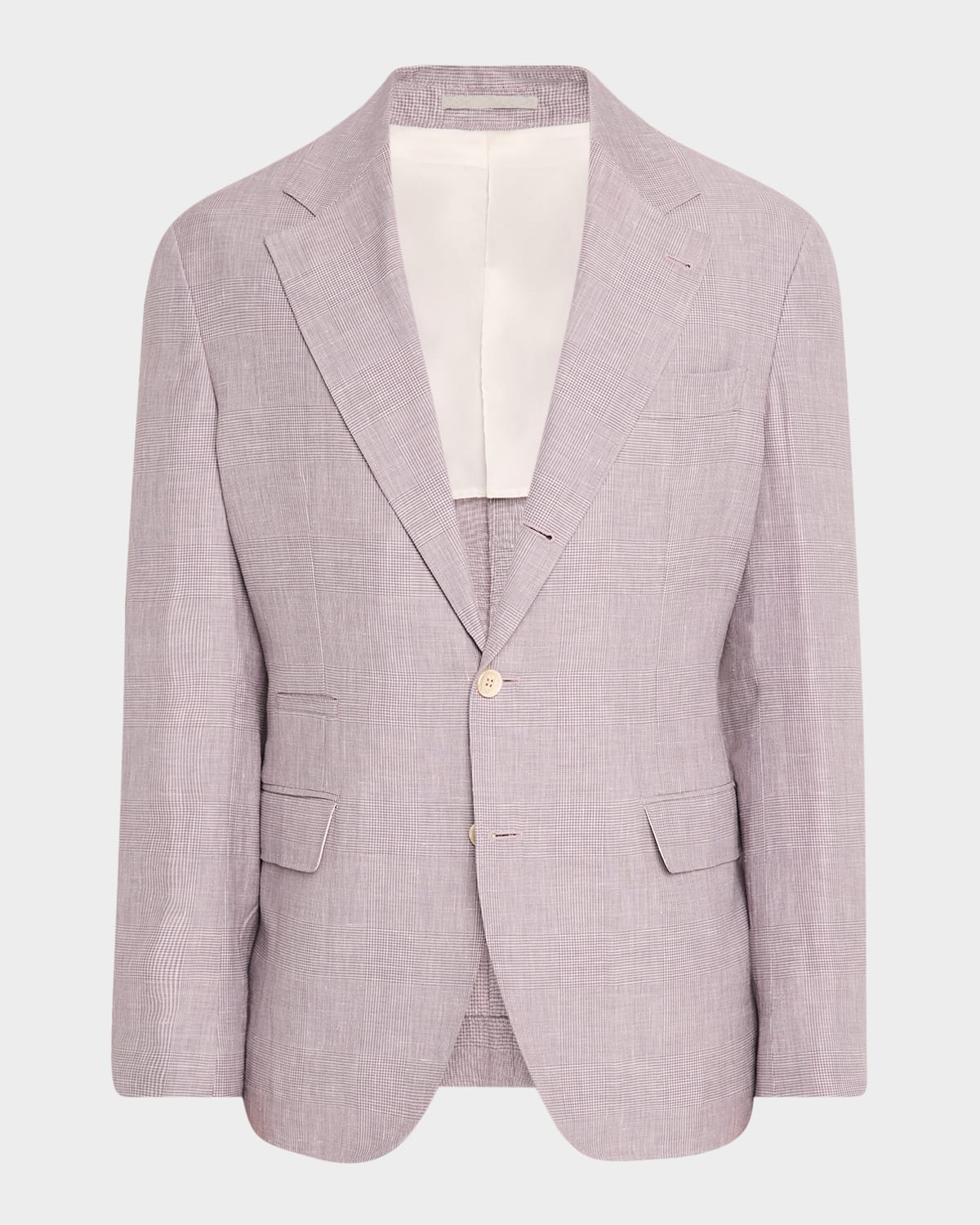 Brunello Cucinelli Men's Mini Prince Of Wales Single-breasted Sport Coat In Lavender
