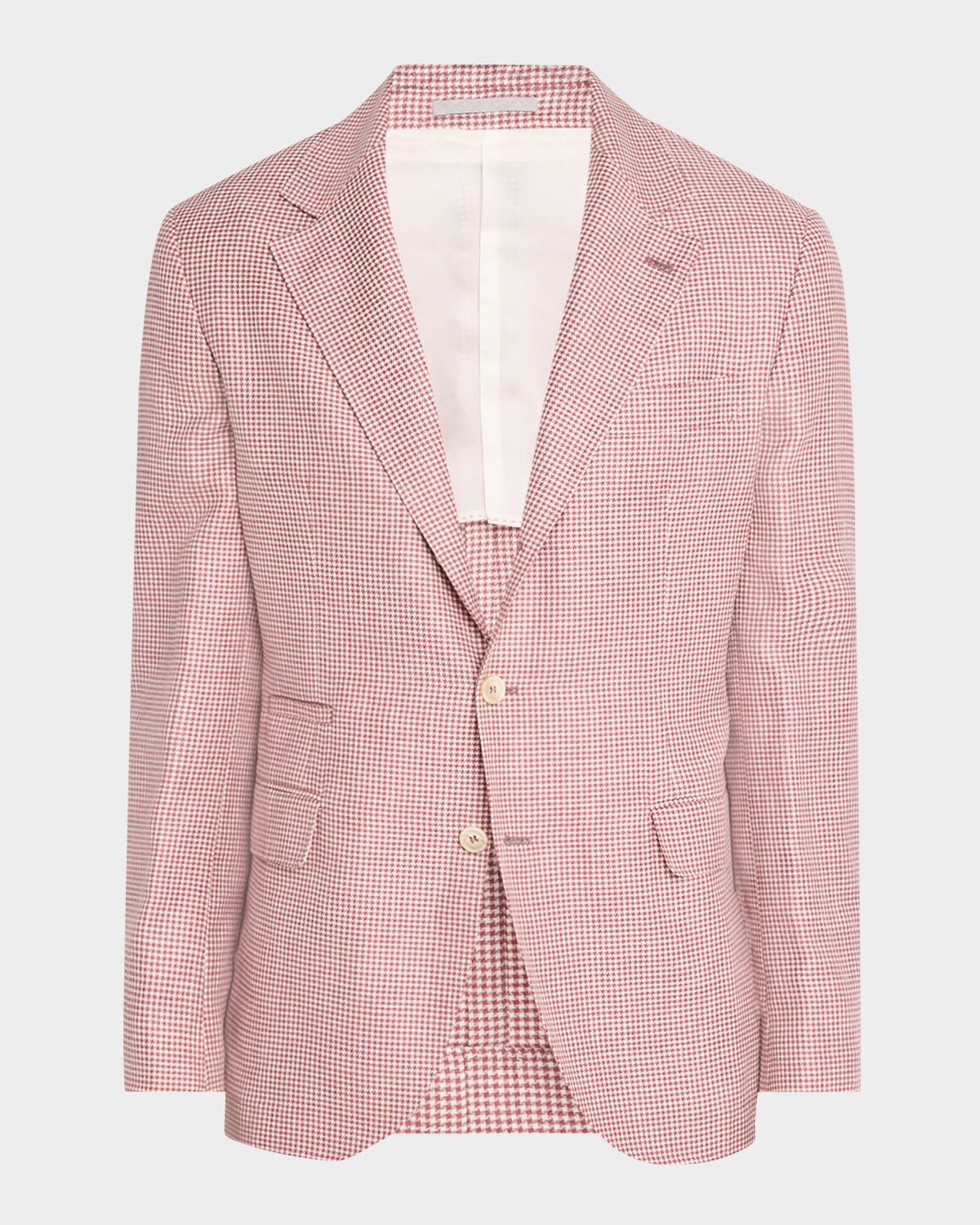 Brunello Cucinelli Men's Houndstooth Single-breasted Sport Coat In White And Red