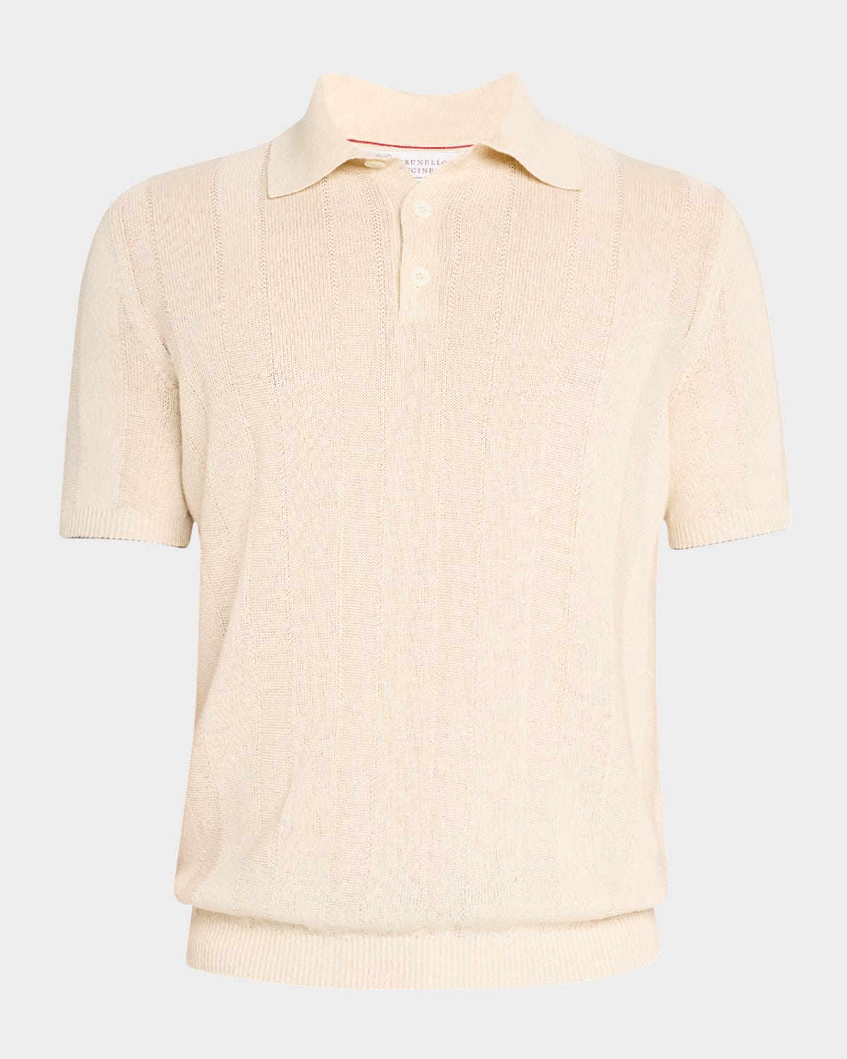Brunello Cucinelli Men's Wide Rib Linen And Cotton Polo Sweater In Cord