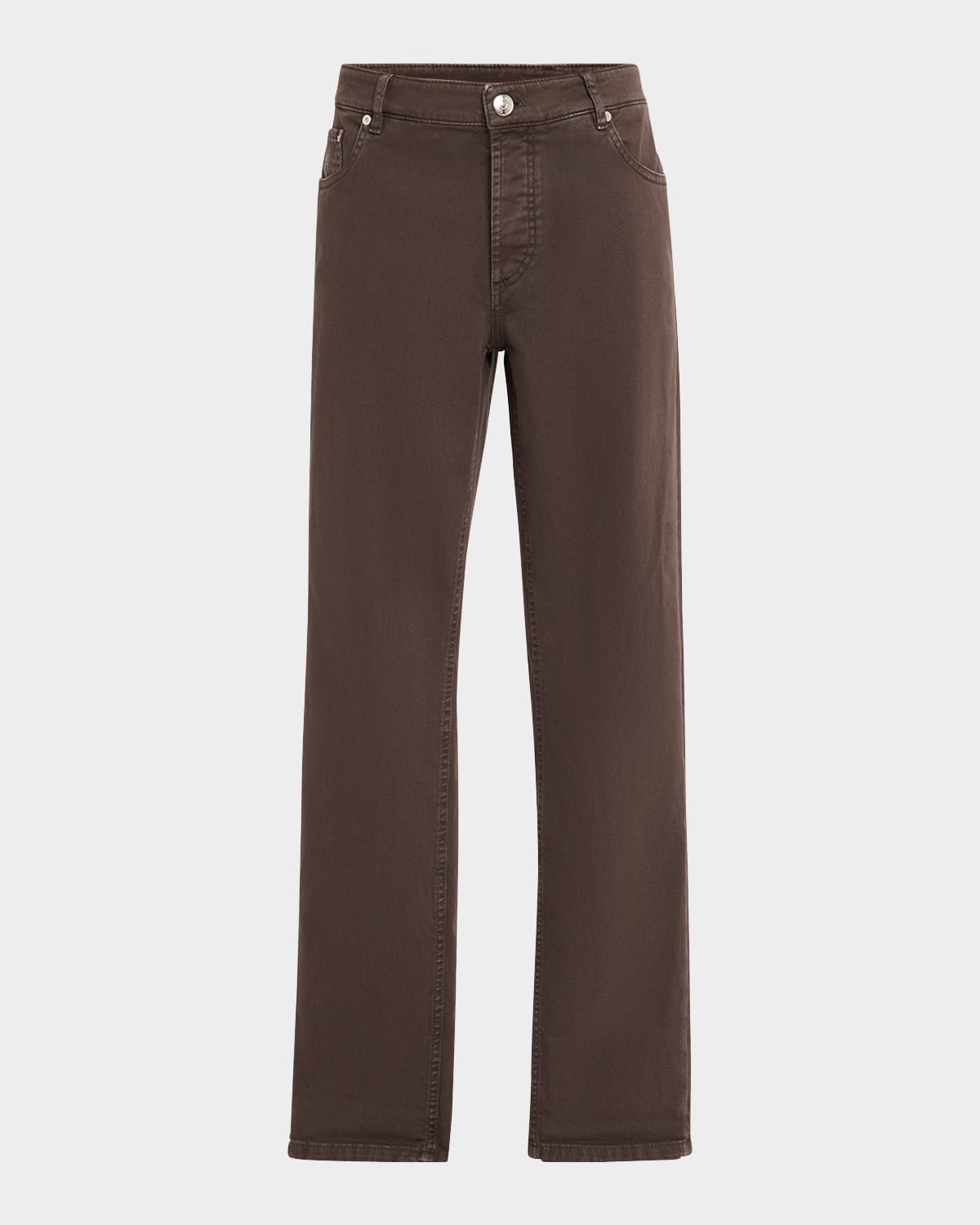 Brunello Cucinelli Men's Dyed Denim Five-pocket Pants In Brown