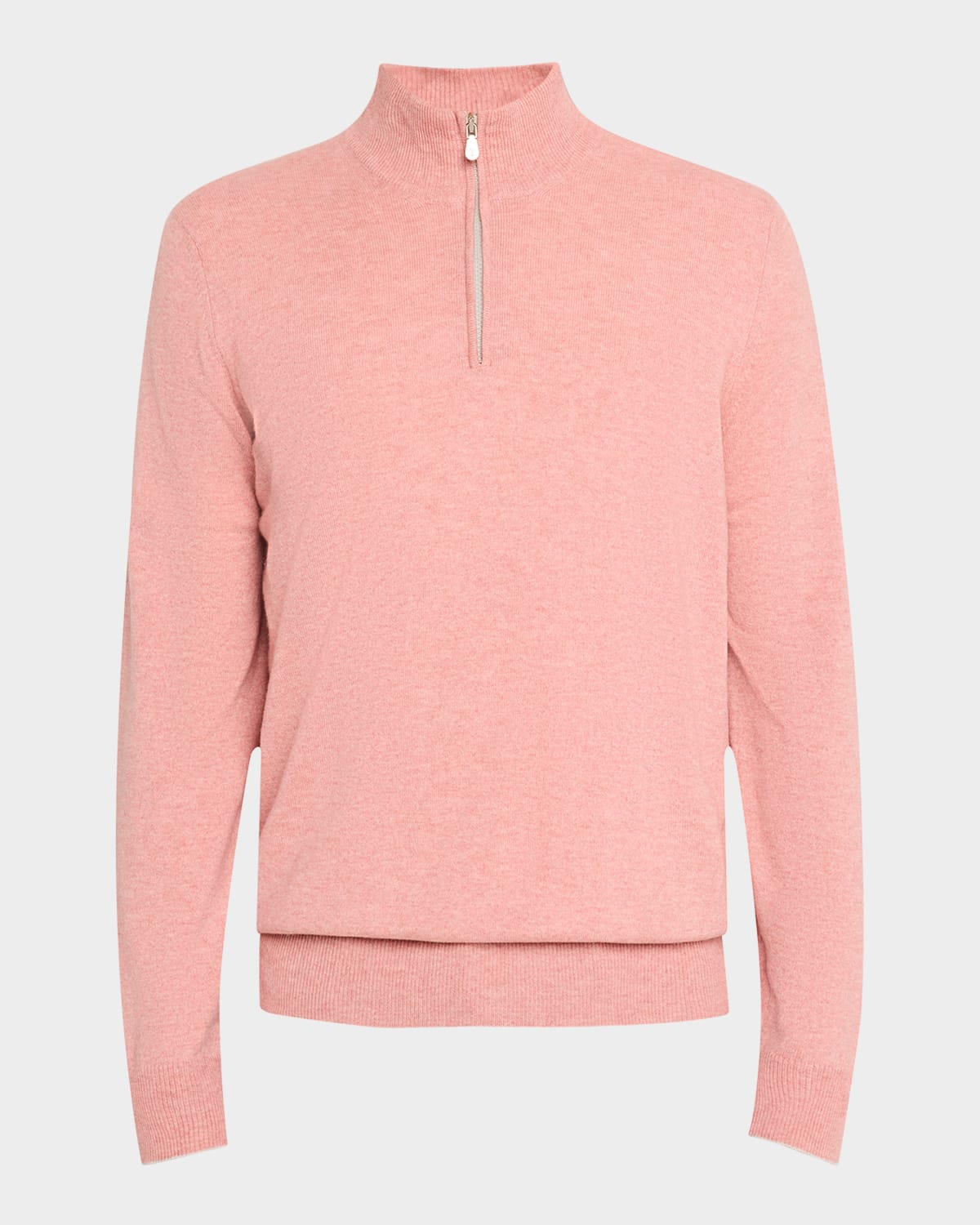 Brunello Cucinelli Men's Cashmere Half-zip Sweater In Grapefruit