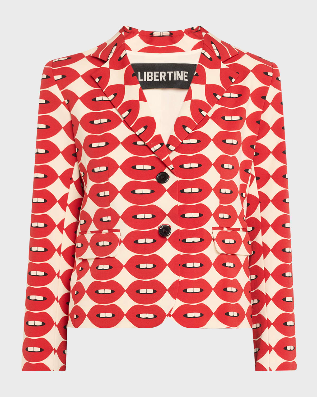 French Kissing In The USA Printed Wool Short Blazer