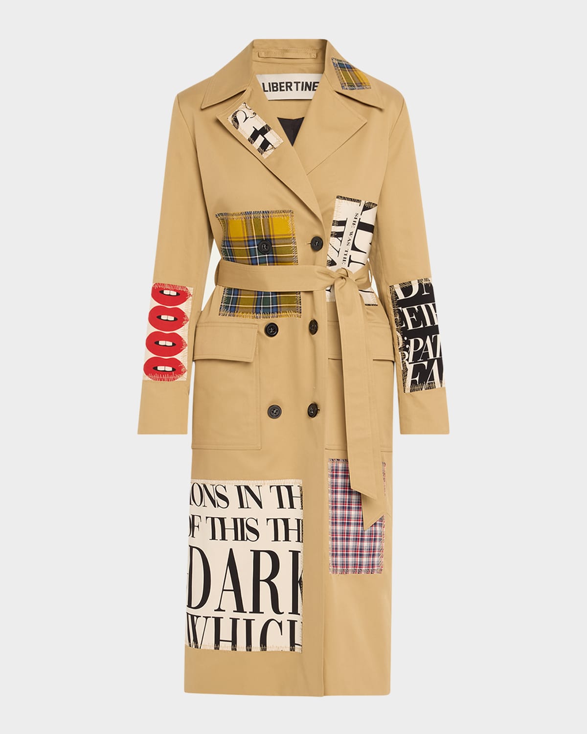 Patch Happy Belted Long Trench Coat