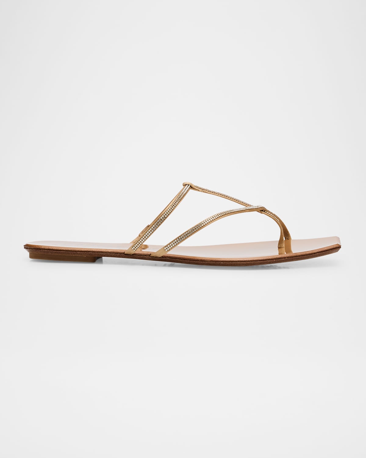 Embellished T-Strap Slide Sandals