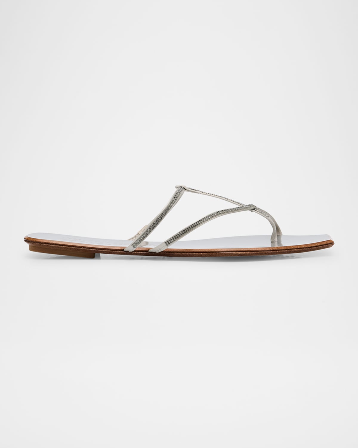 Embellished T-Strap Slide Sandals