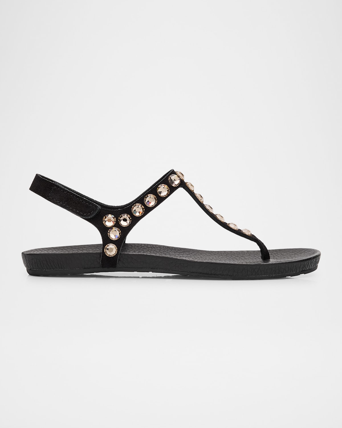 Crystal Embellished T-Strap Thong Sandals