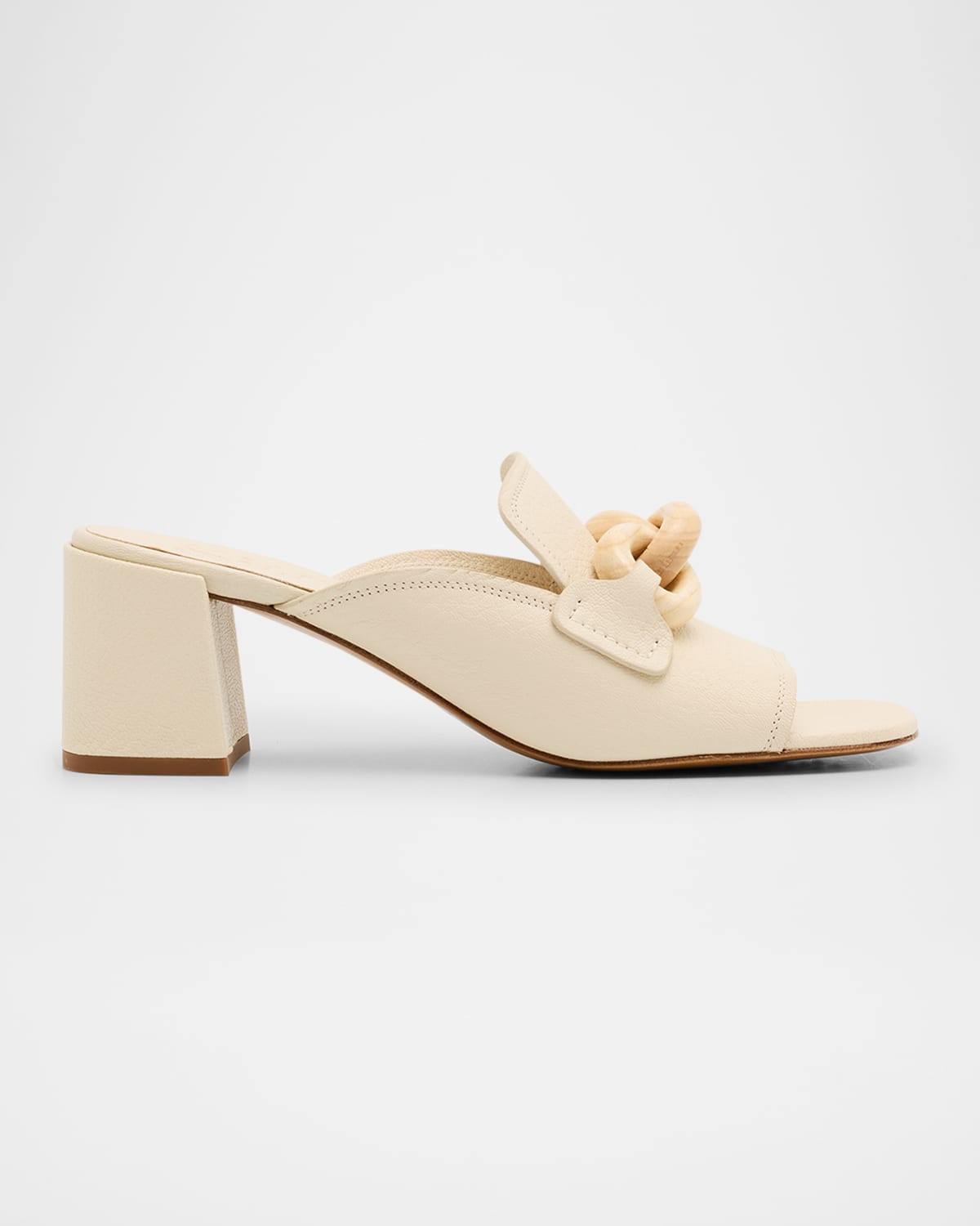 Shop Pedro Garcia Umita Leather Chain Loafer Mules In Ivory