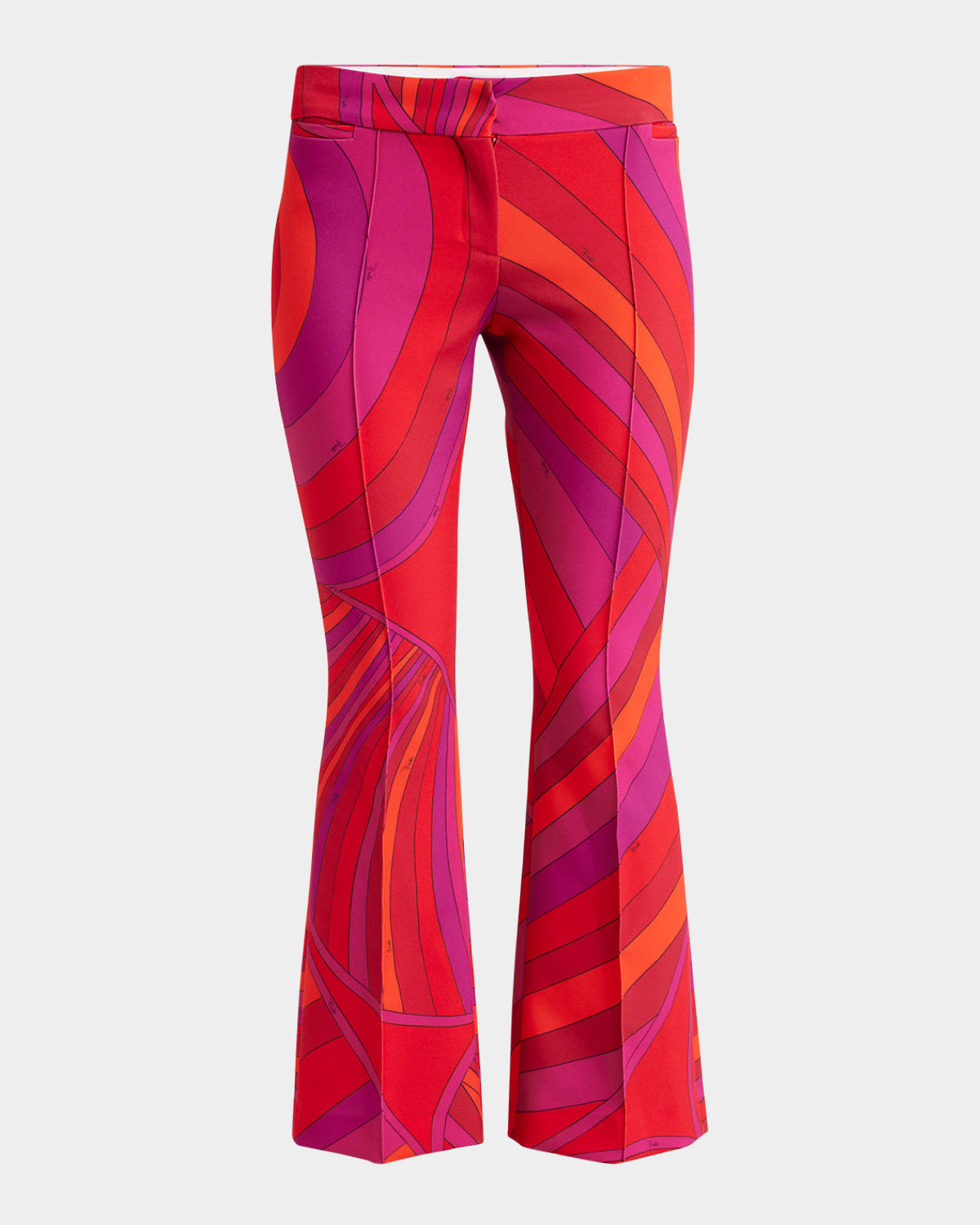 Pucci Abstract-print Kickflare Ankle Trousers In Rosso Fuxia