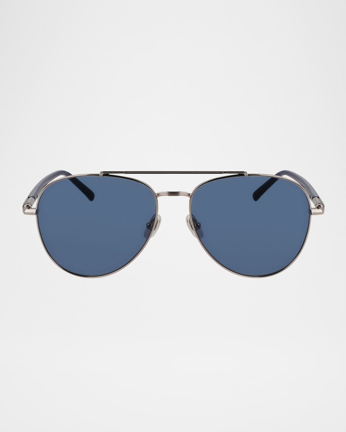 Ferragamo Men's Sf316s Prisma Metal Aviator Sunglasses In Light Rutheniumblue