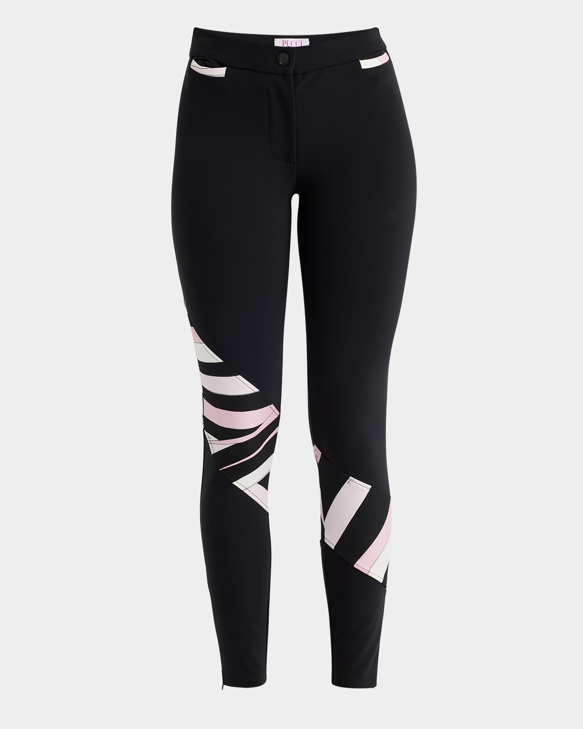 Pucci Marmo-print Diagonal Paneled Skinny-leg Trousers In Nero