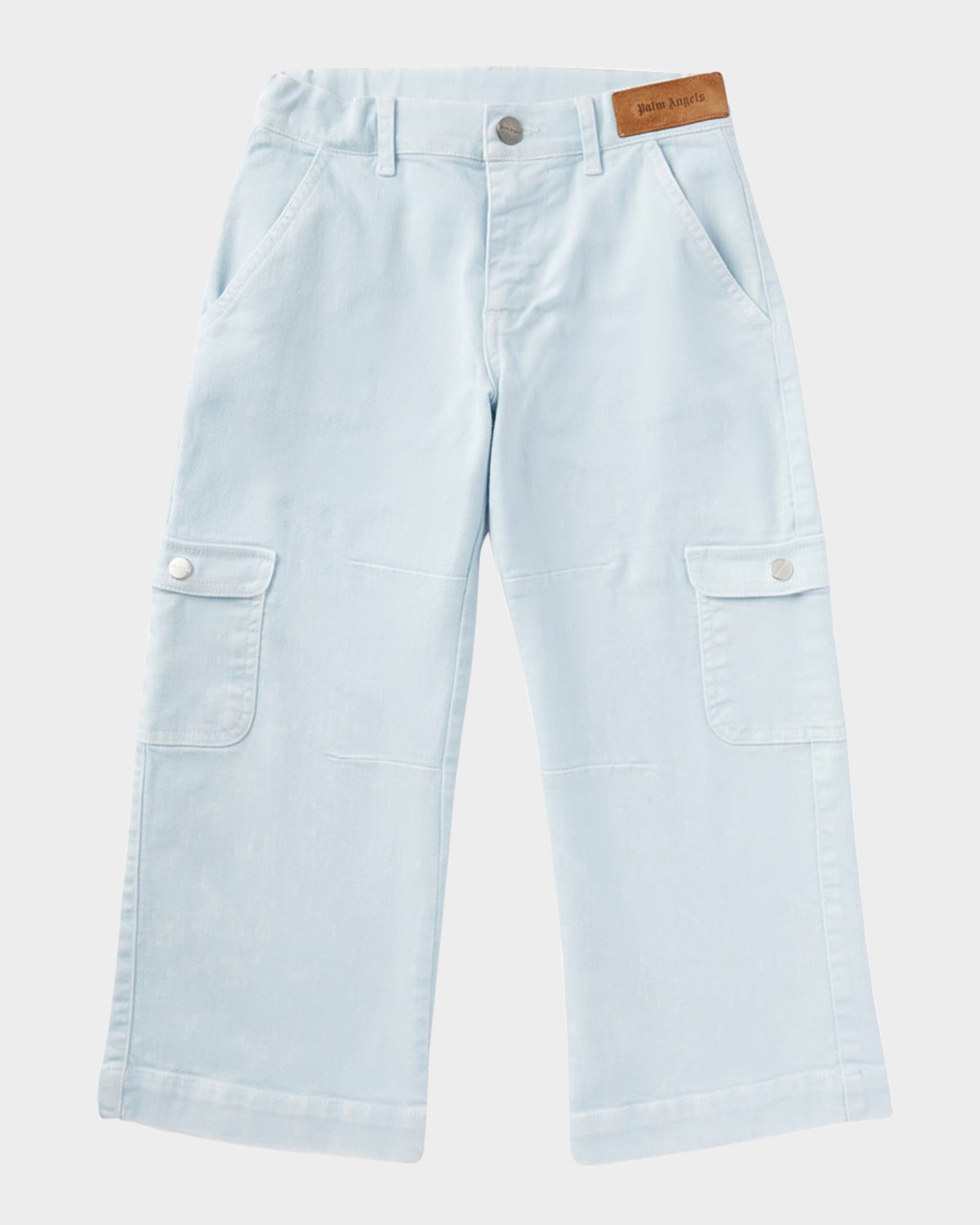 Palm Angels Marble-effect Cargo Jeans In Light Blu Ros