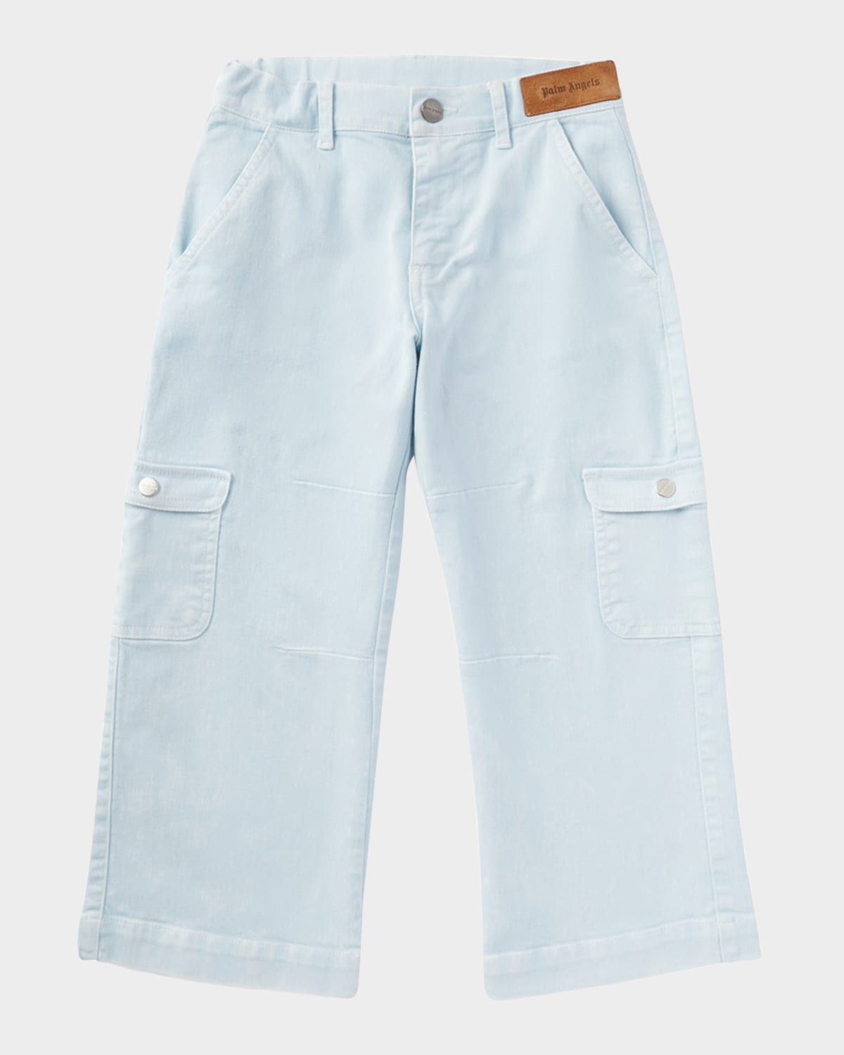 Palm Angels Marble-effect Cargo Jeans In Light Blu Ros