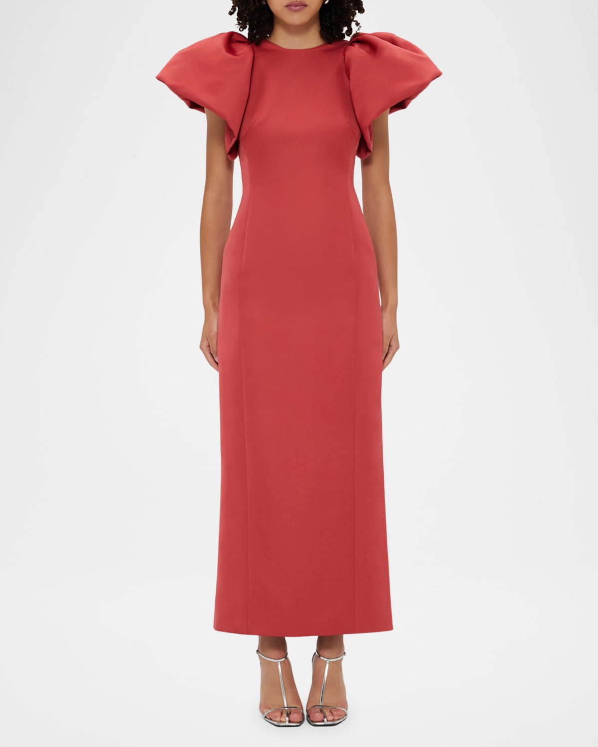 Lucinda Puff-Sleeve Column Gown