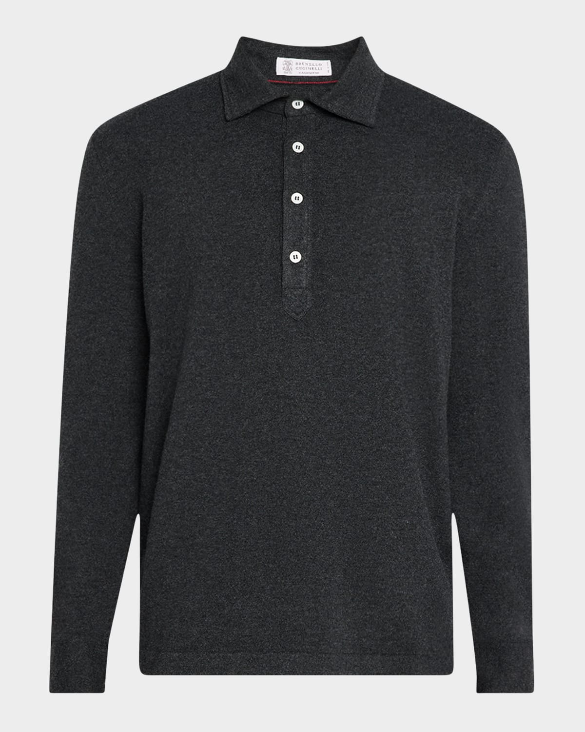Brunello Cucinelli Cashmere Knit Polo In Charcoal