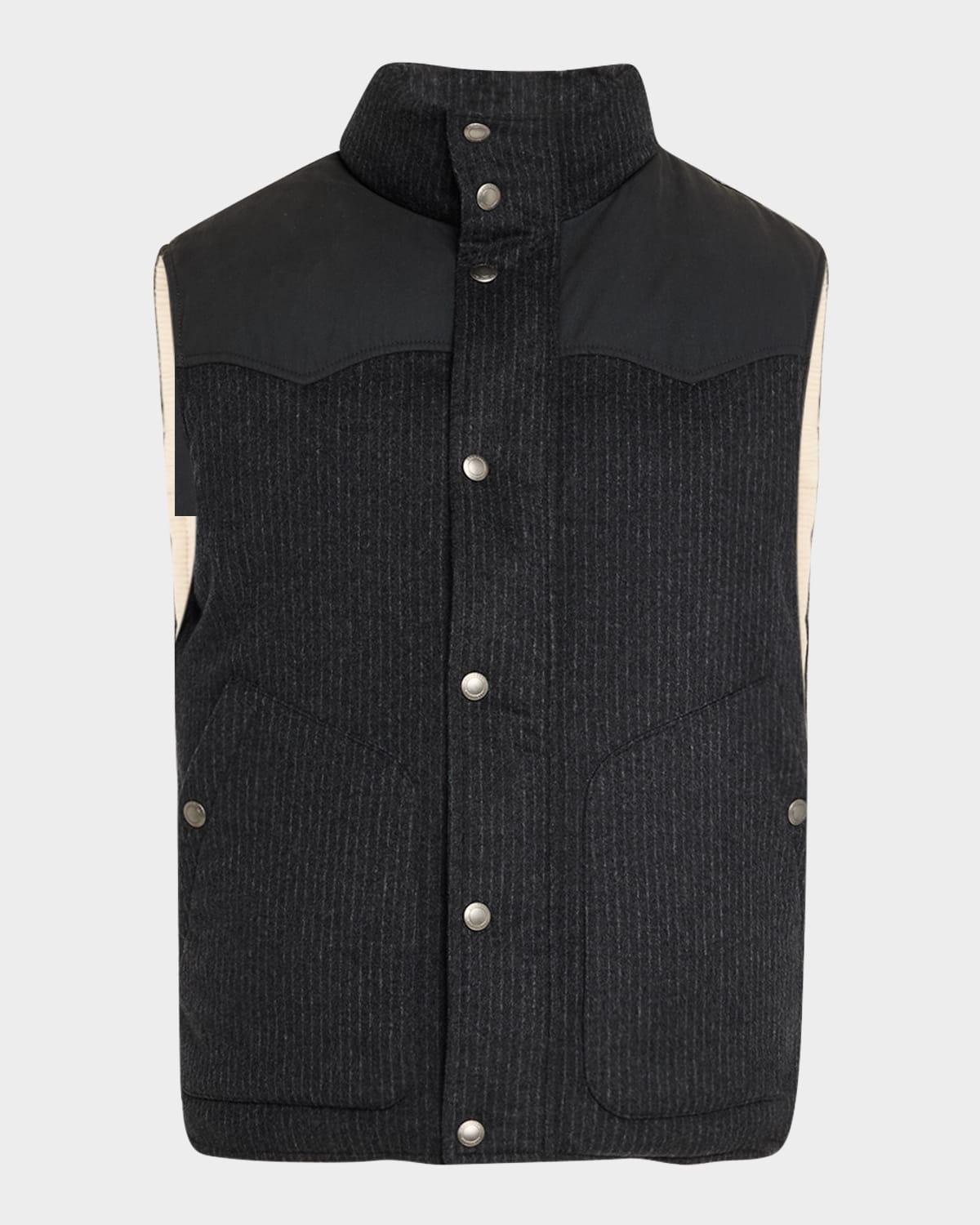Men's Mixed Media Snap-Front Down Vest
