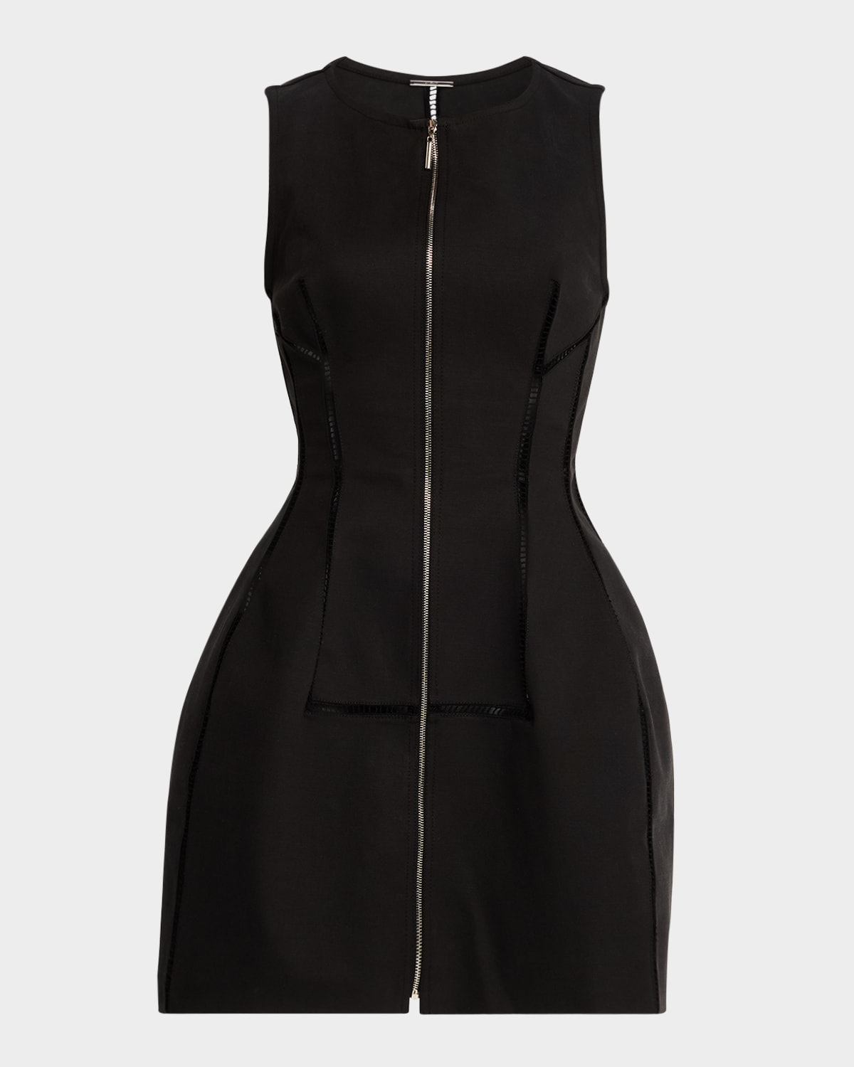Alexis Italie Zip-front Mini Dress In Black
