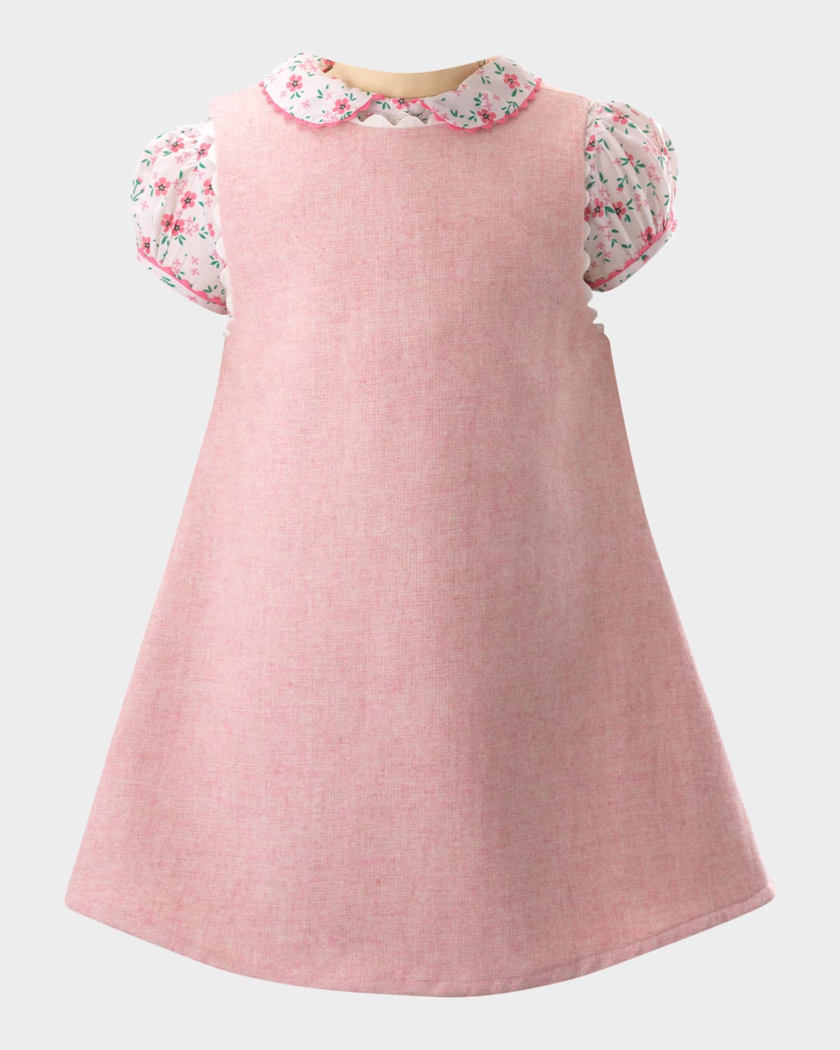 Rachel Riley Girl's Tweed Pinafore Dress & Top Set In Pink