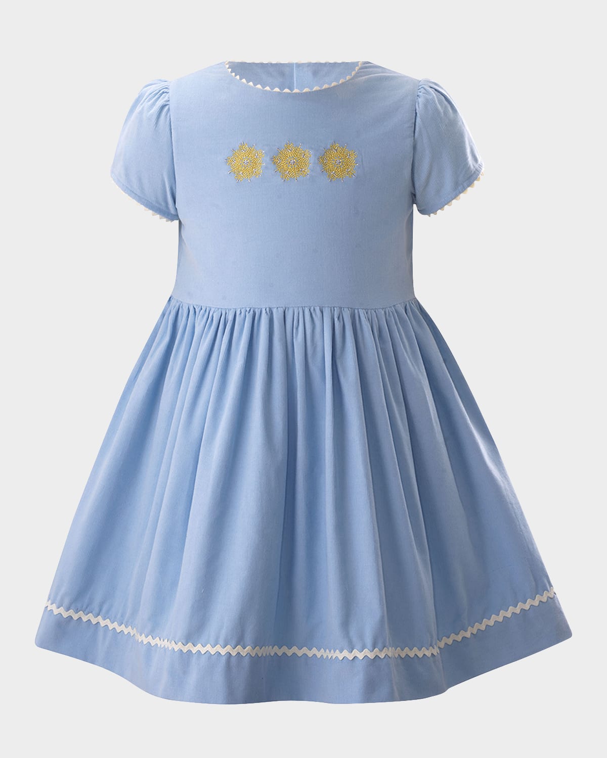 Shop Rachel Riley Girl's Snowflake Embroidered Dress In Blue