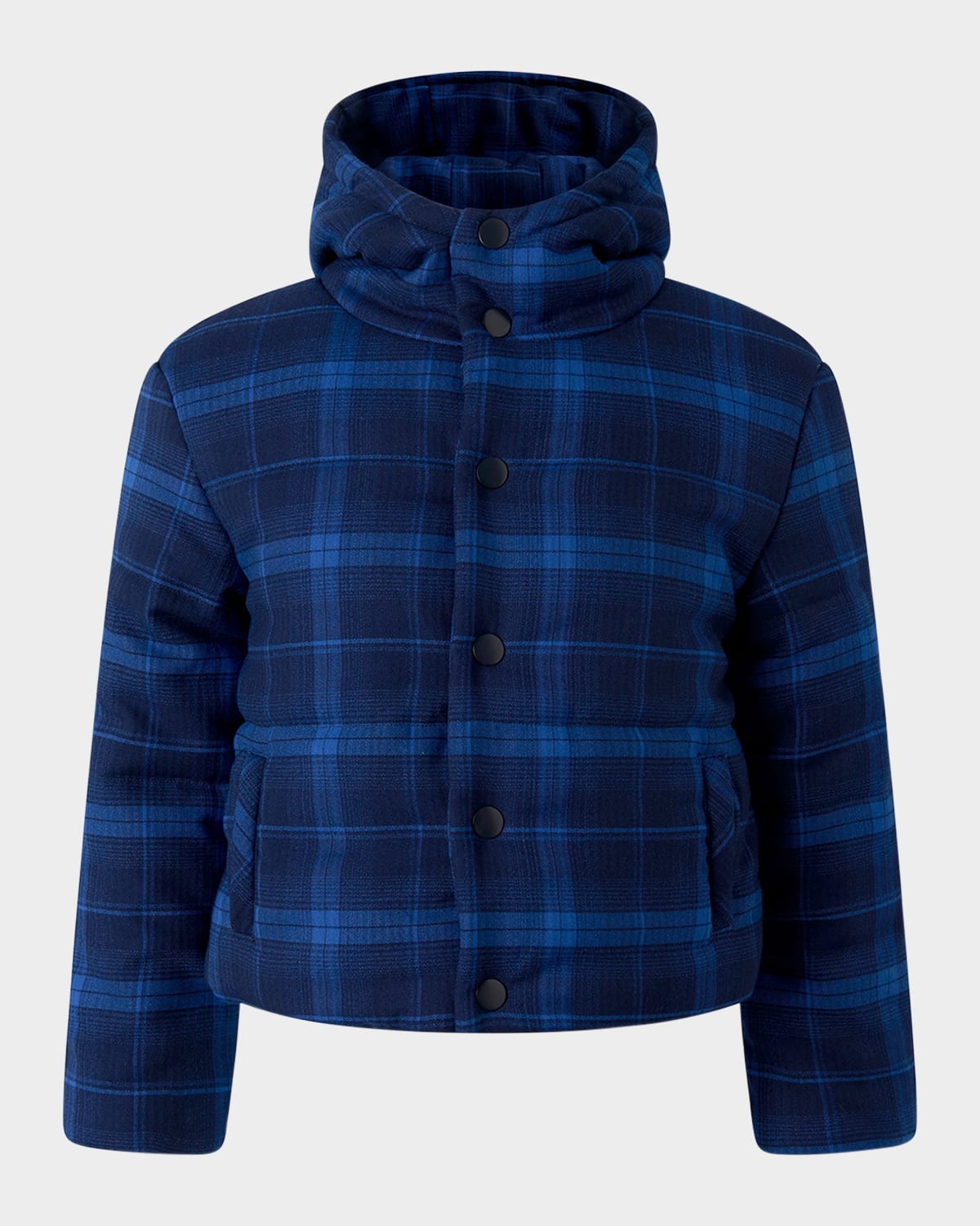 Rachel Riley Boy's Check-print Puffer Jacket In Navy