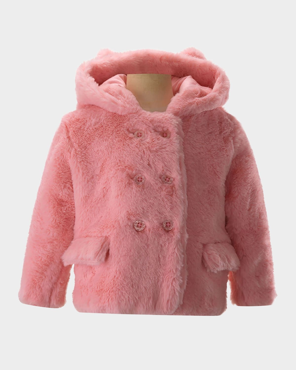 Rachel Riley Girl's Hooded Teddy Coat In Pink