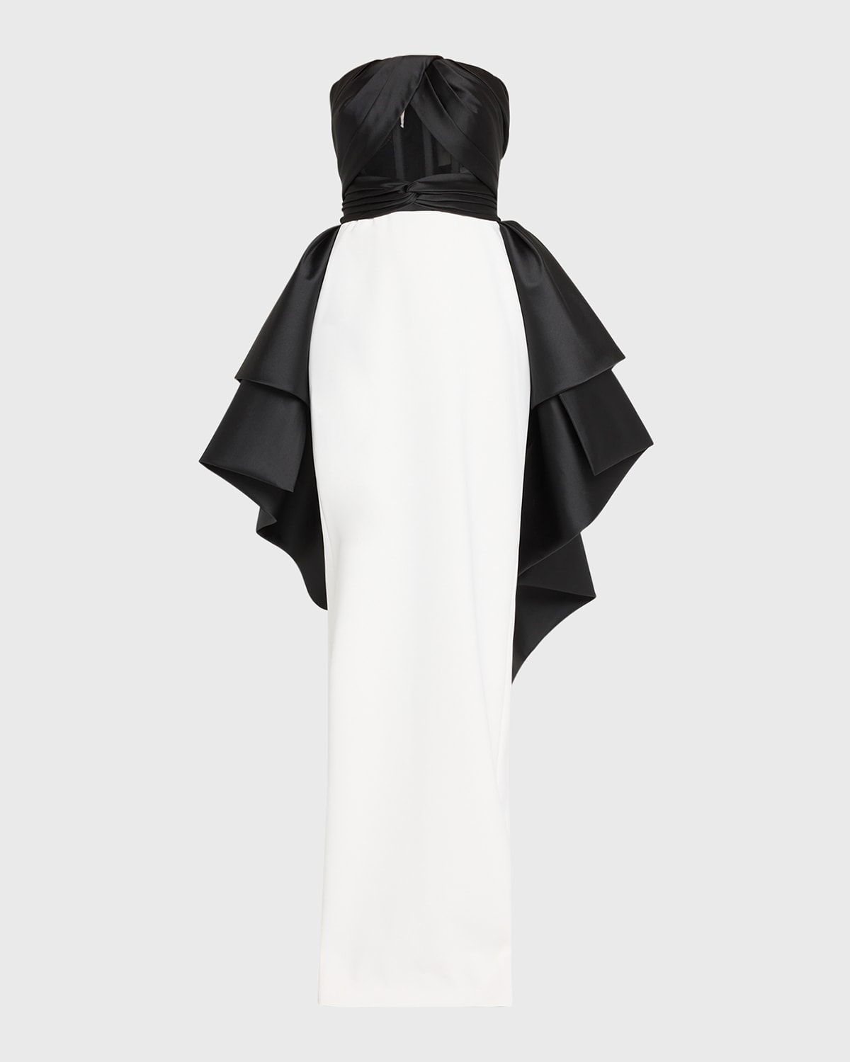Draped Mikado Strapless Tulle-Corset Crepe Gown