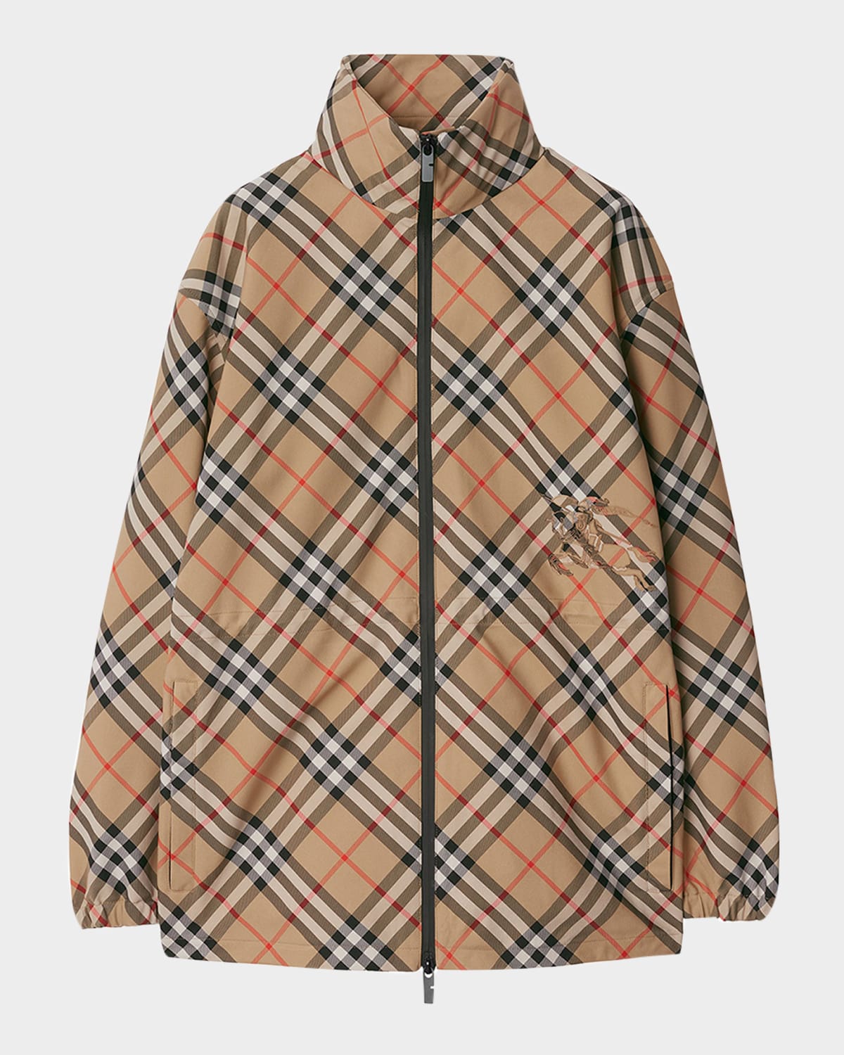 Burberry Waisted Check Hooded Jacket In Sand Ip Check