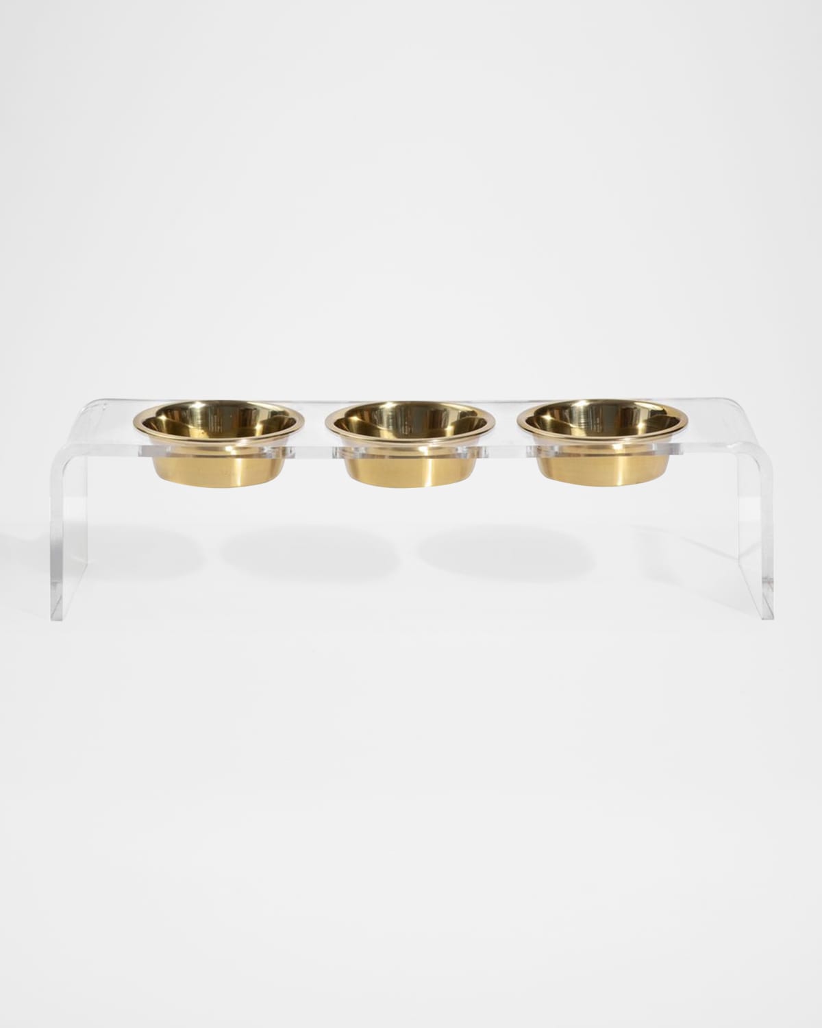 Hiddin Medium Clear Triple Bowl Pet Feeder, 2 Quarts In Clear/gold
