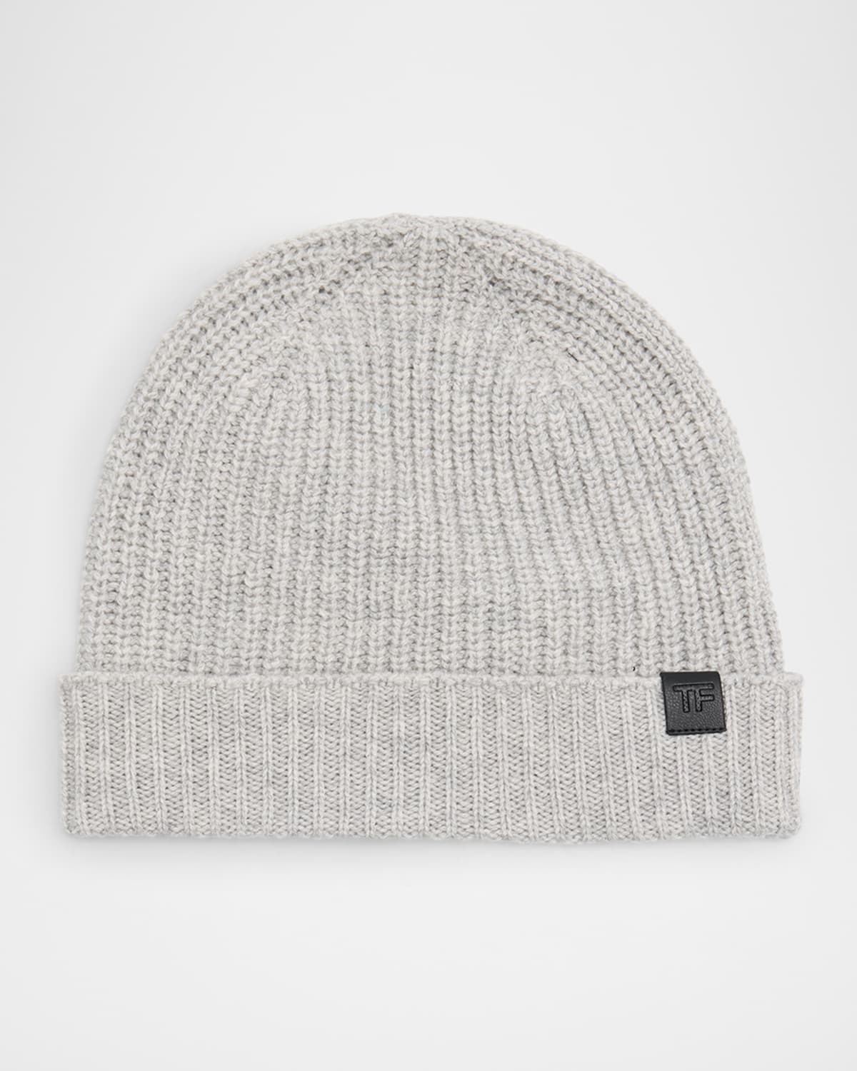 Tom Ford Men's Cashmere Ribbed Beanie Hat In Sky Grey