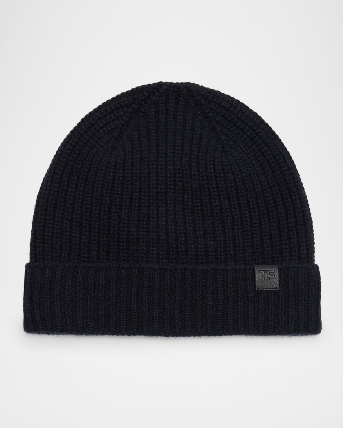 Tom Ford Men's Cashmere Ribbed Beanie Hat In Midnight Navy