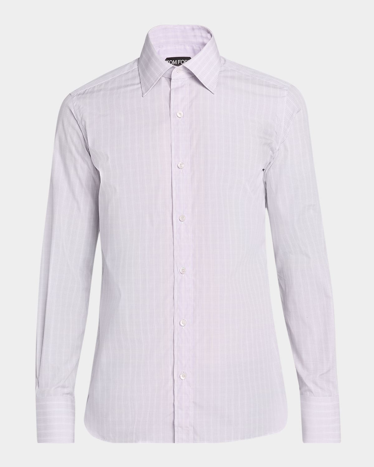 Tom Ford Men's Cotton Poplin Check Slim Fit Dress Shirt In Violet Pattern