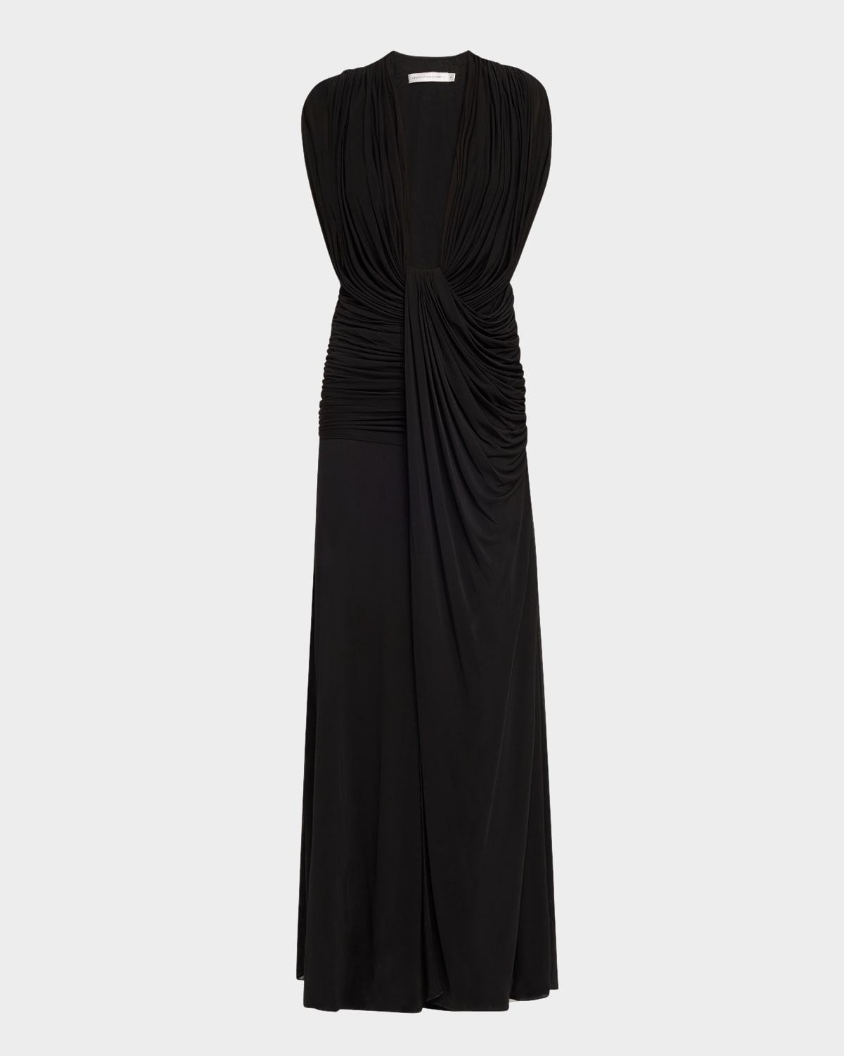 Christopher Esber Ripple Draped Double-layer Gown In Black