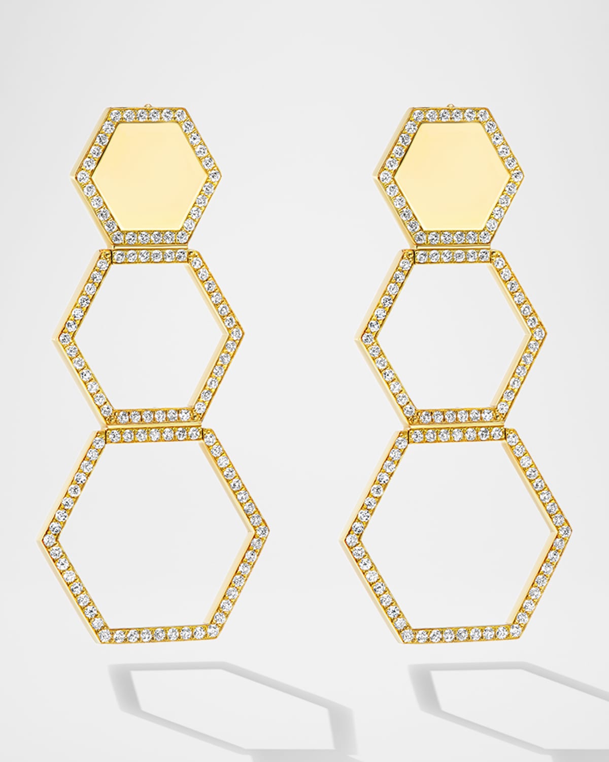 18K Yellow Gold B HOME Diamond Drop Earrings