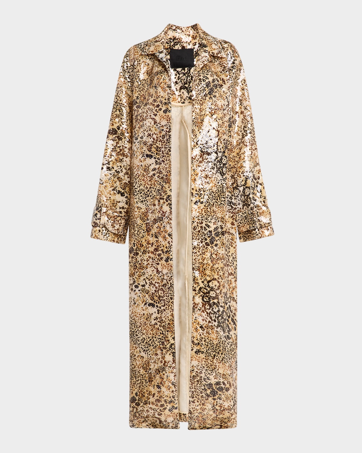 LAPOINTE LEOPARD LONG SEQUINED COAT 