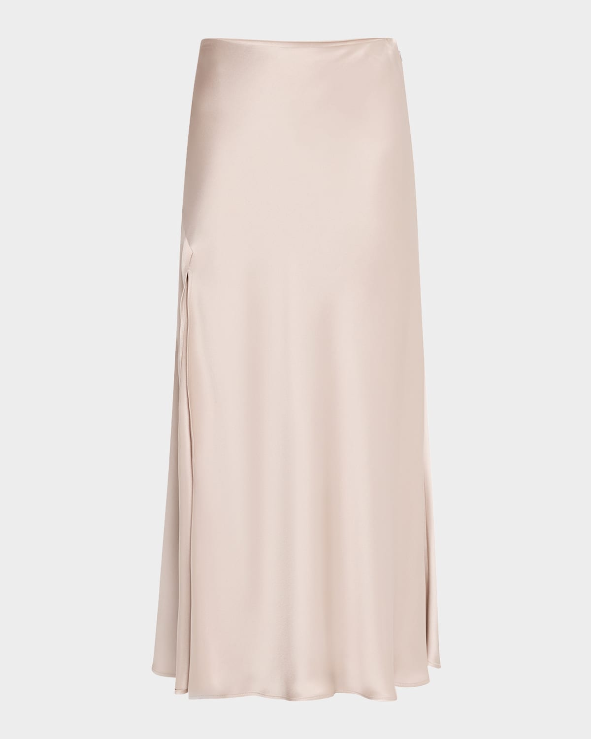 Satin Bias Slit Midi Skirt