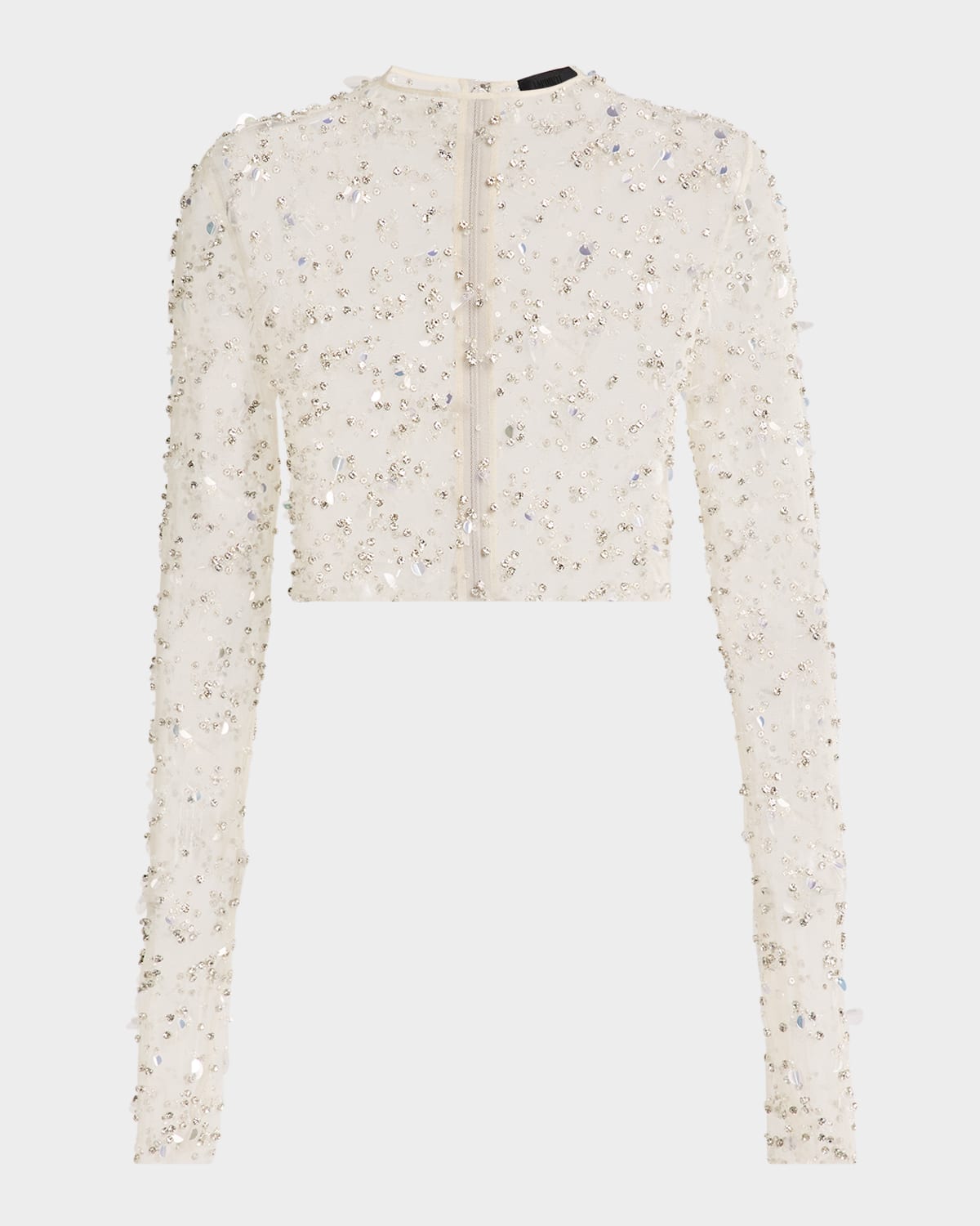 Embellished Mesh Crop Top