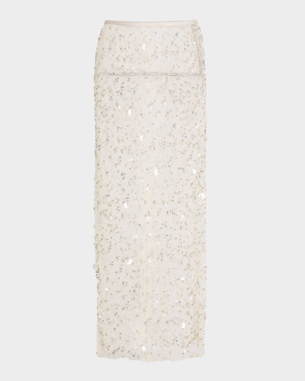 Embellished Mesh Maxi Pencil Skirt
