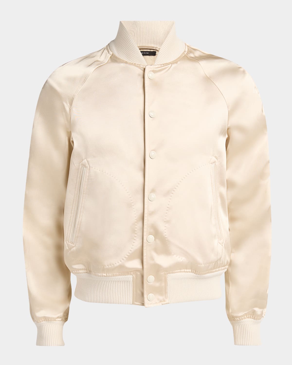 Tom Ford Men's Satin Snap-front Bomber Jacket In Champagne