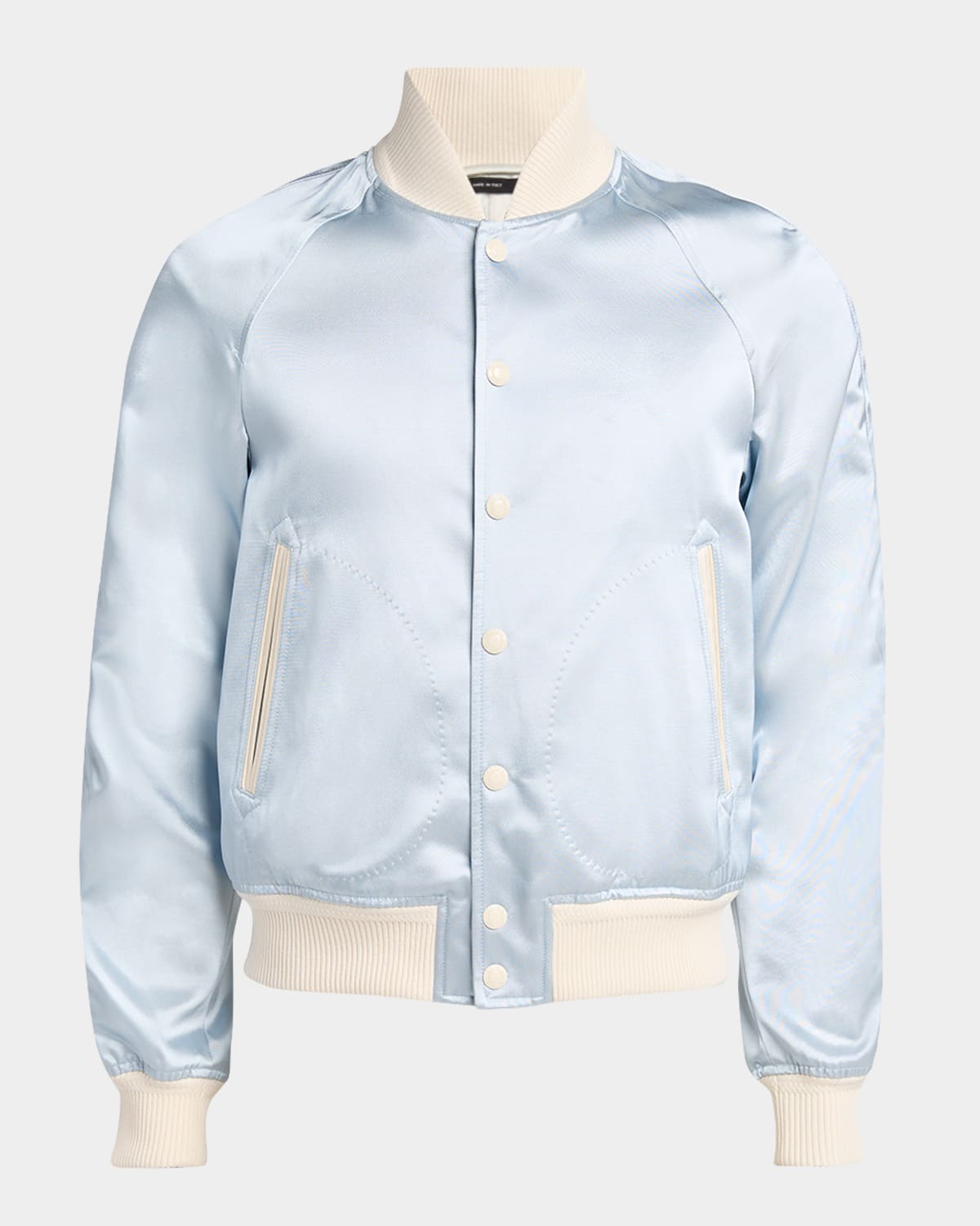 Tom Ford Men's Satin Snap-front Bomber Jacket In Ice Blue