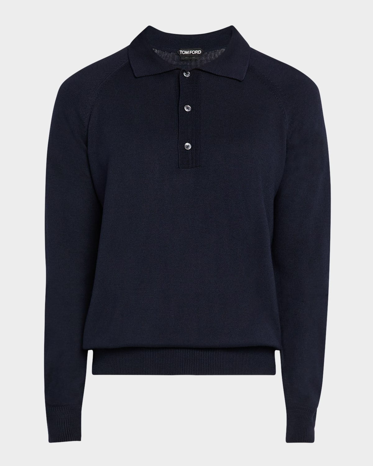 Men's Wool and Silk Raglan Knit Polo Shirt