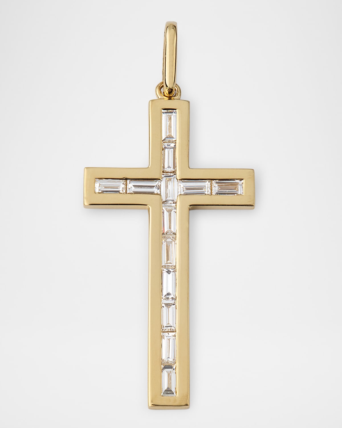 Men's 14K Gold Diamond Baguette Cross Pendant