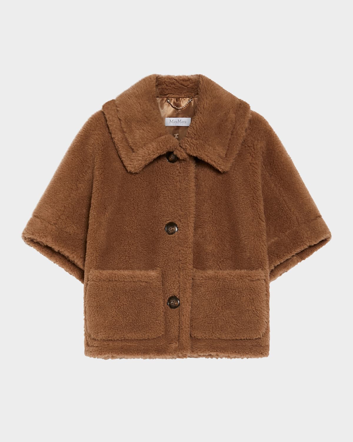 Max Mara Newtzero Virgin Wool-blend Cape In Camel