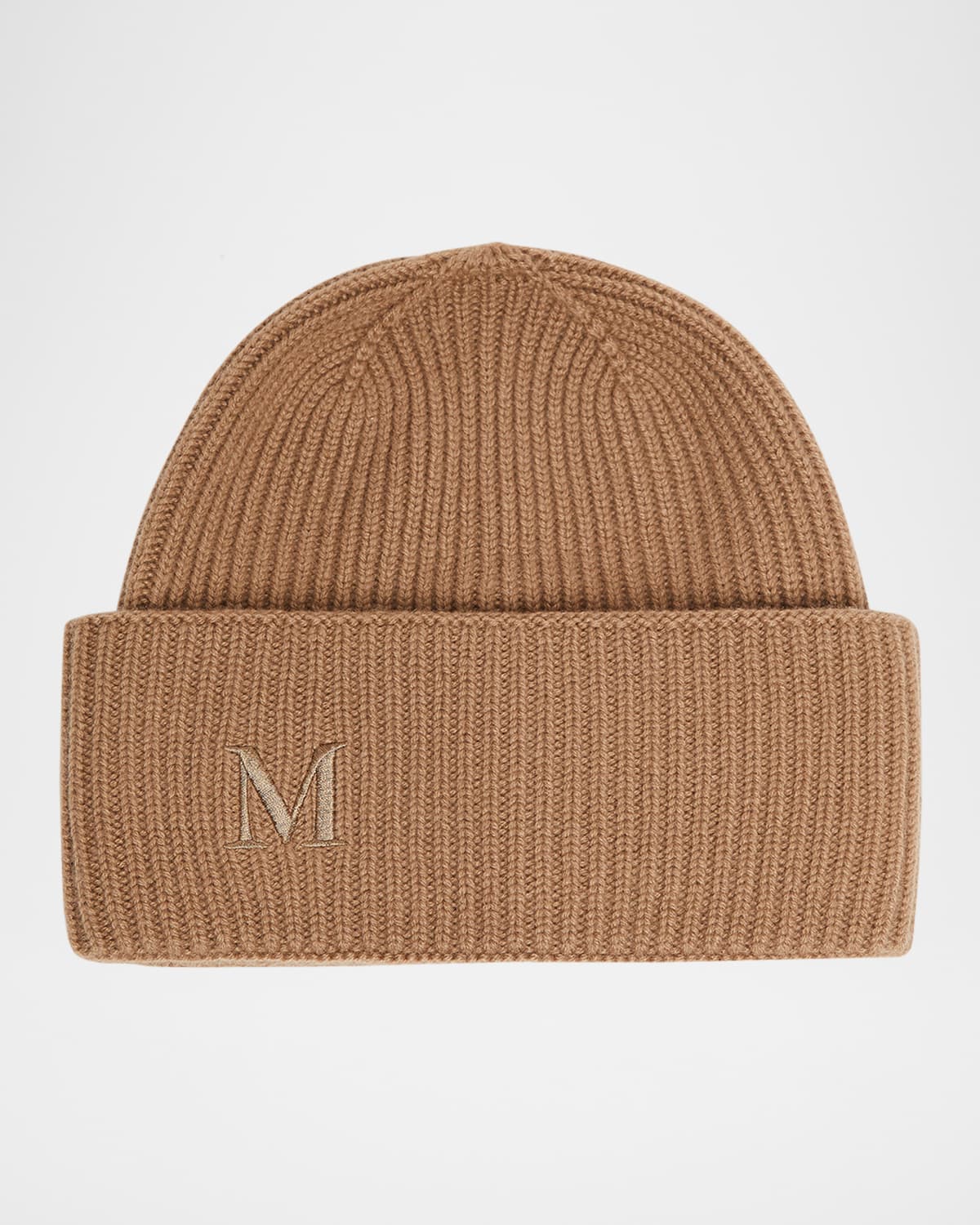 Max Mara Rib-knit Cashmere Beanie Hat In Camel