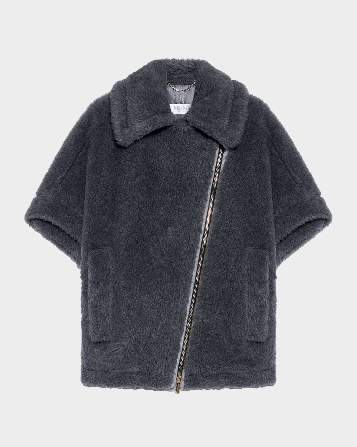 Max Mara New Manto Virgin Wool-blend Cape In Dark Grey