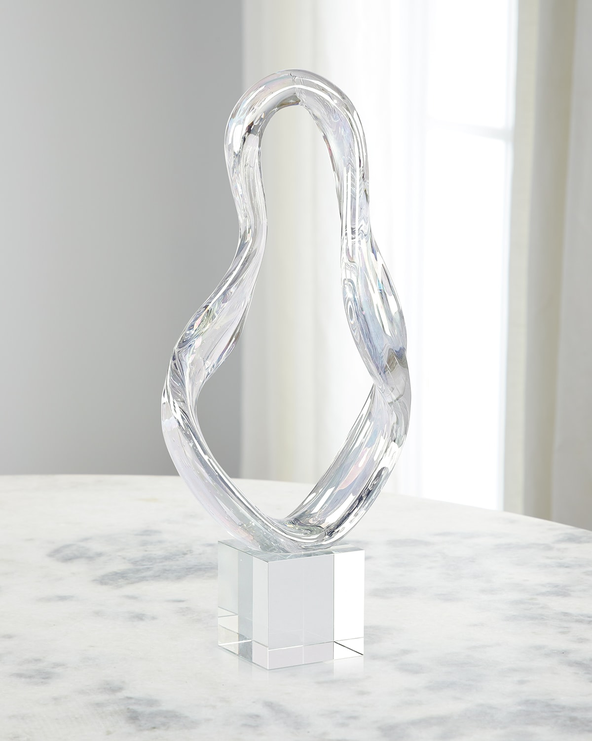 John-richard Prismatic Loop On Crystal Base Sculpture, Large In Clear