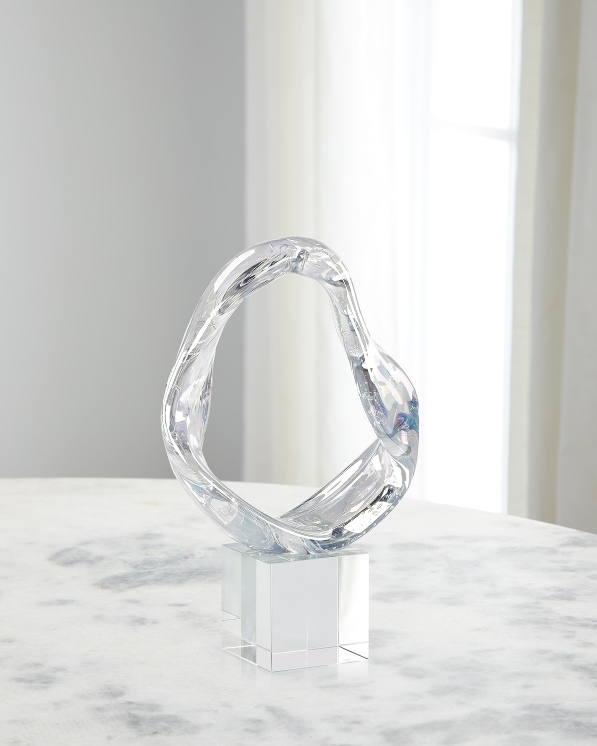 John-richard Prismatic Loop On Crystal Base Sculpture, Small In Clear