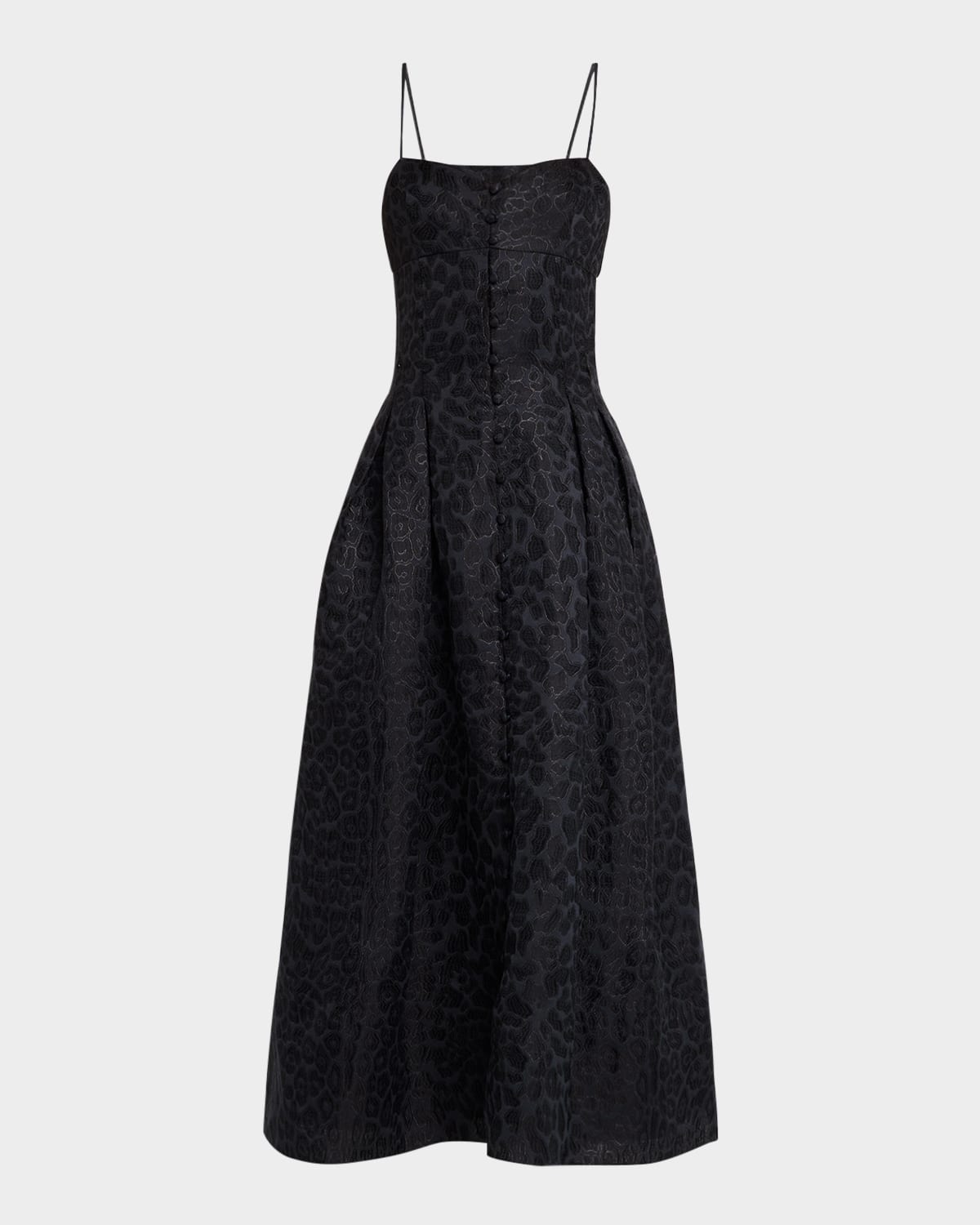 Adam Lippes Rickie Dress In Leopard Jacqaurd In Midnight Multi