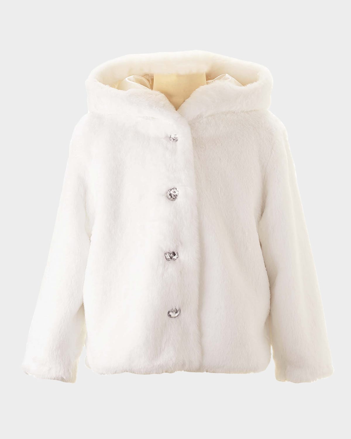 Rachel Riley Girl's Faux Fur Button Front Coat In White